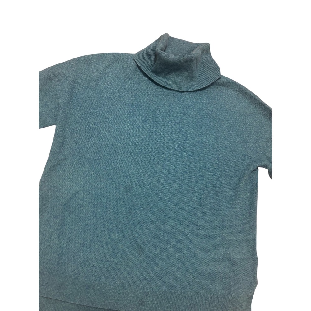 St. Tropez ladies large cashmere blue turtleneck sweater classic OldMoney prep